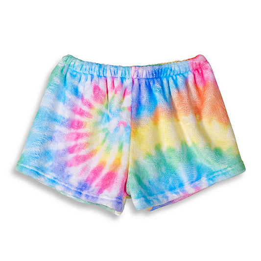 Pastel Delight Tie-Dye Plush Shorts