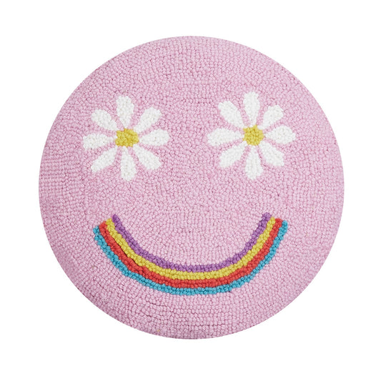 Rainbow Smiley Face  Round Hook Pillow