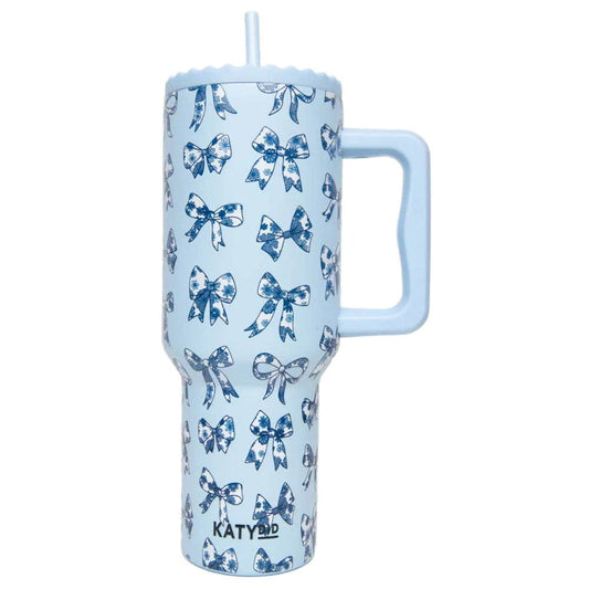 Chinoserie Coquette Bows Tumbler | Light Blue