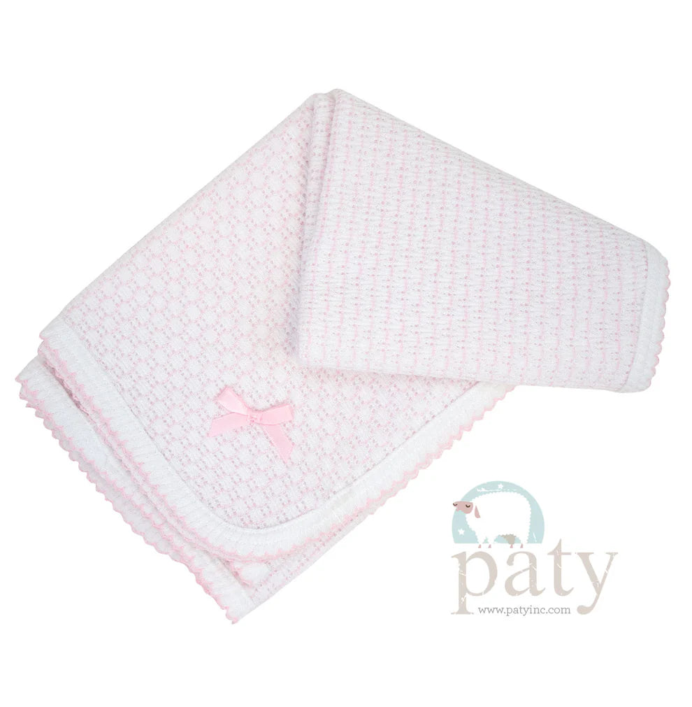 Pinstripe Knit Blanket | Pink