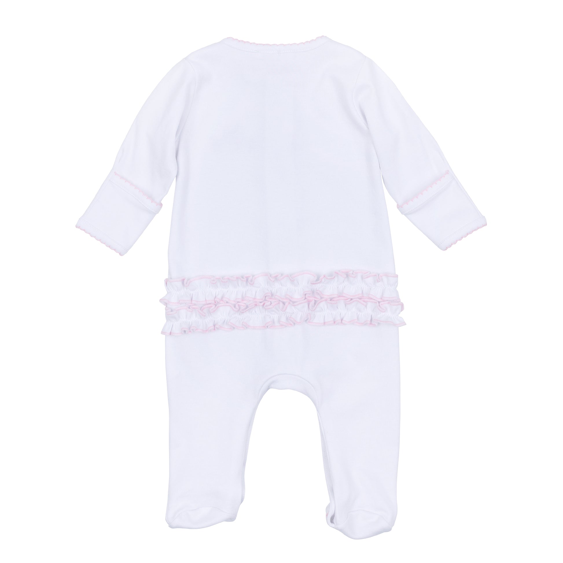 Lucky Little Ones Embroidered Ruffle Footie | Pink
