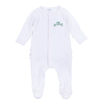 Lucky Little Ones Embroidered Ruffle Footie | Pink