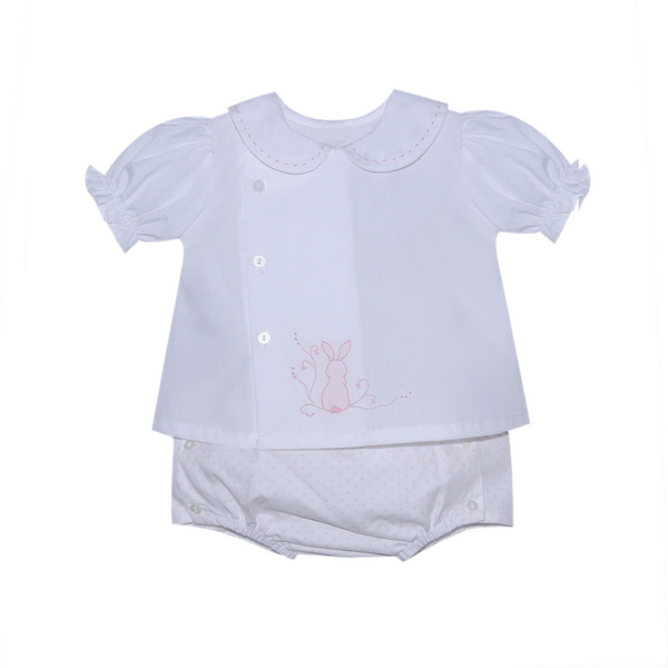 Riley Diaper Set | White + Pink Bunny