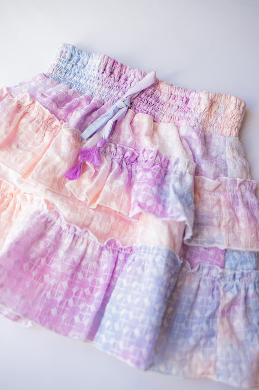 Embroidered Tiered Skirt | Spring Tie Dye