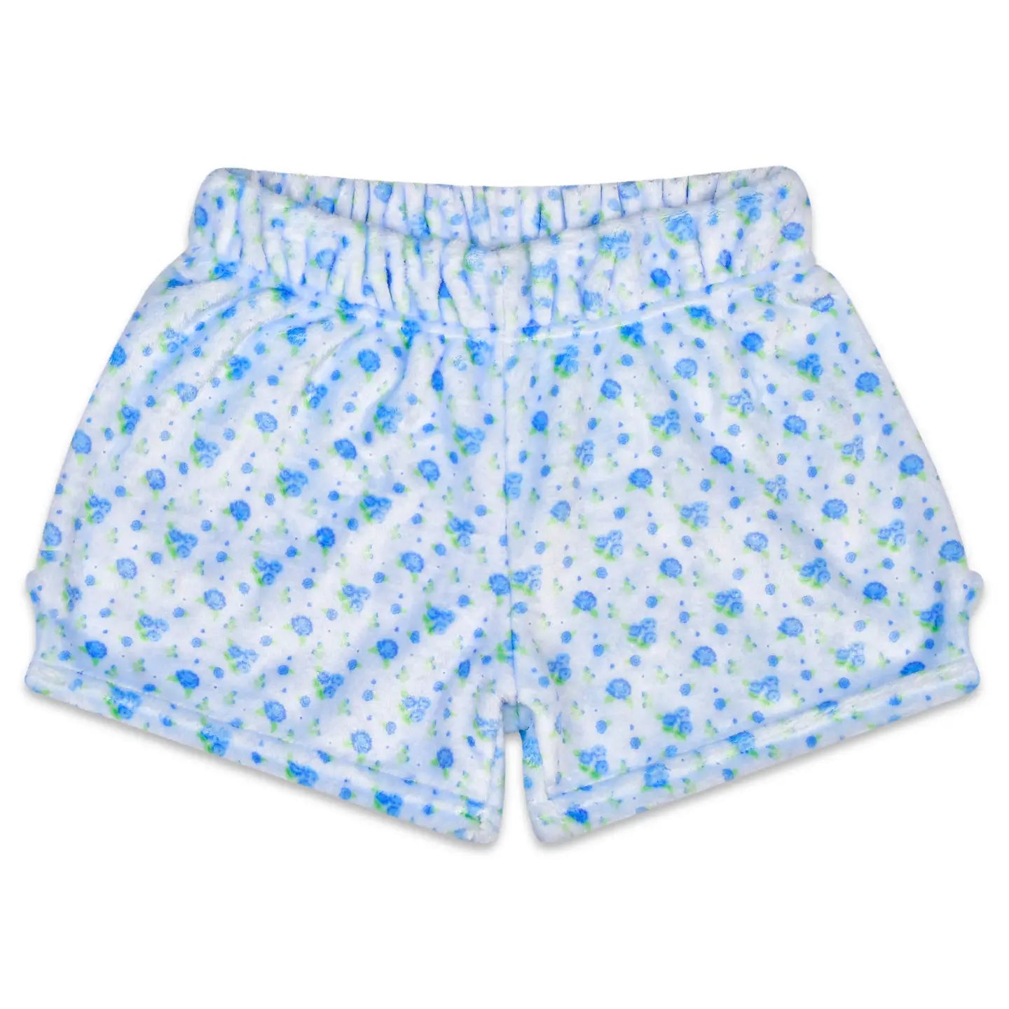 Blue Ditsy Plush Shorts
