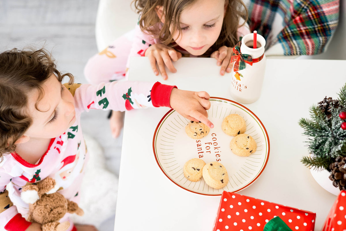 Santa Christmas Cookie Plate & Milk Jug Holiday Set