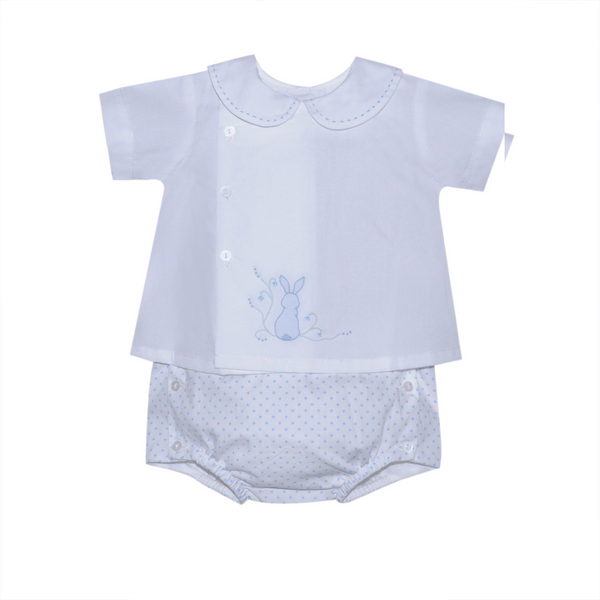 Riley Diaper Set | White + Blue Bunny