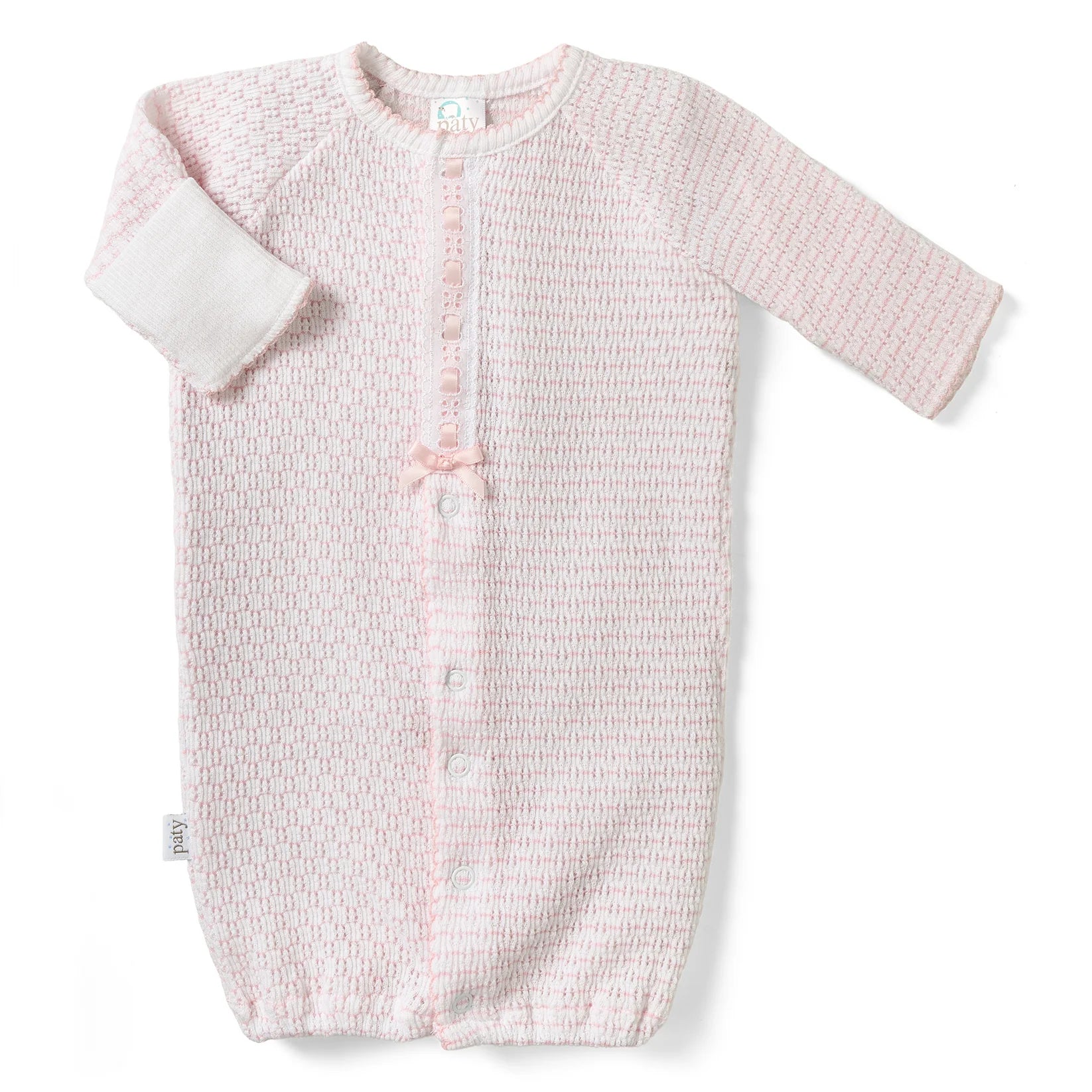 Paty Knit Pinstripe Converter w Eyelet Trim | Pink