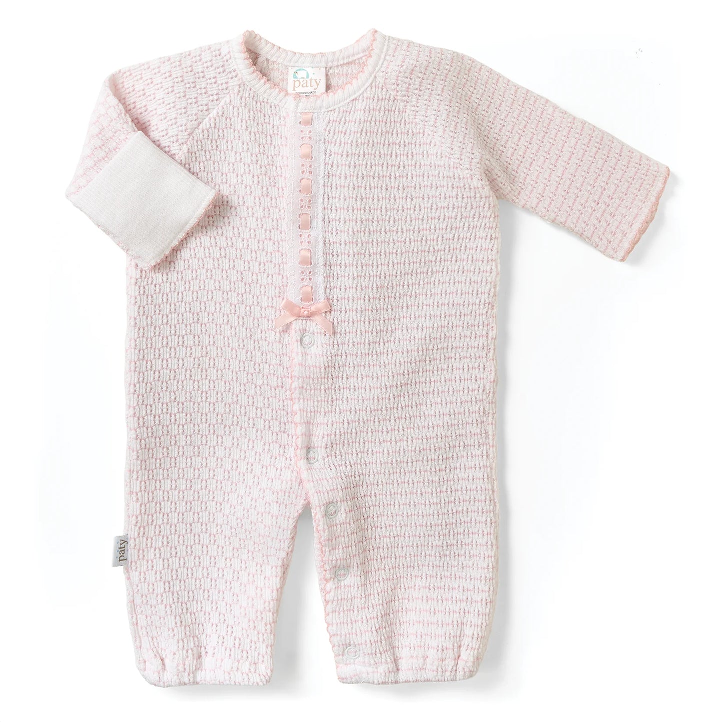 Paty Knit Pinstripe Converter w Eyelet Trim | Pink