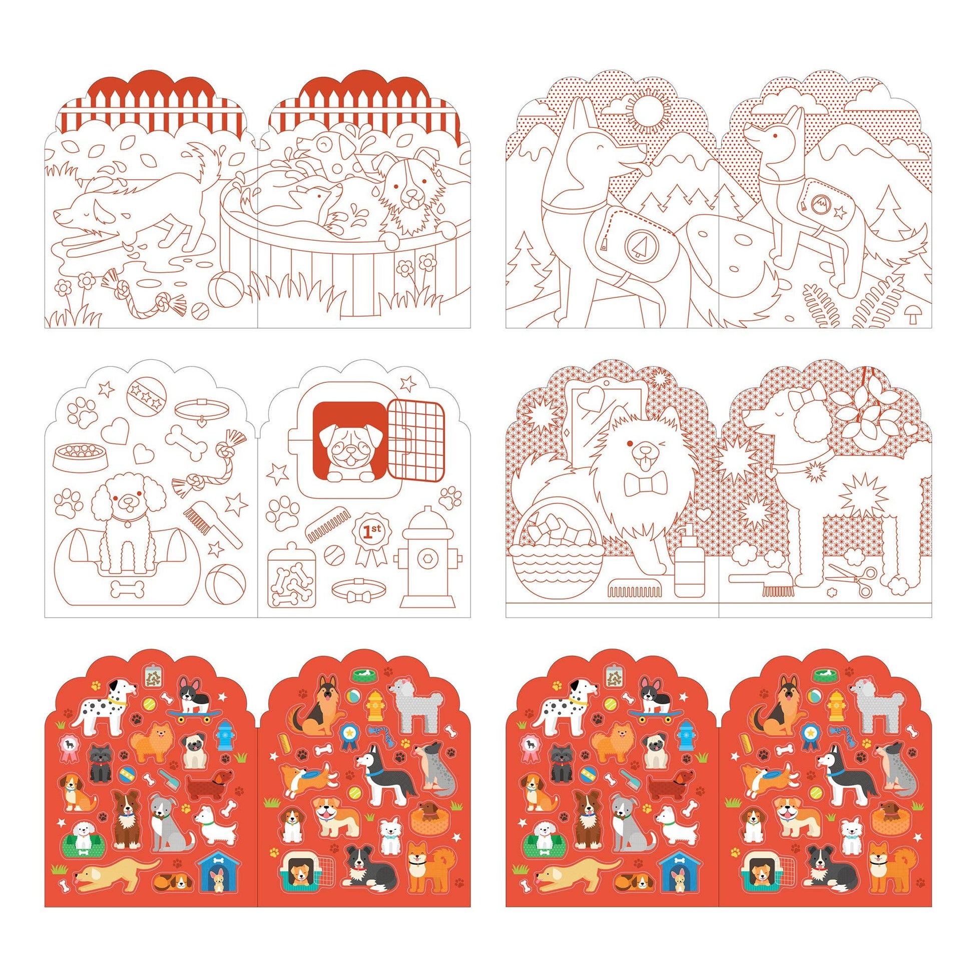 Dogs Coloring Book + Stickers