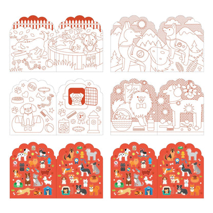 Dogs Coloring Book + Stickers