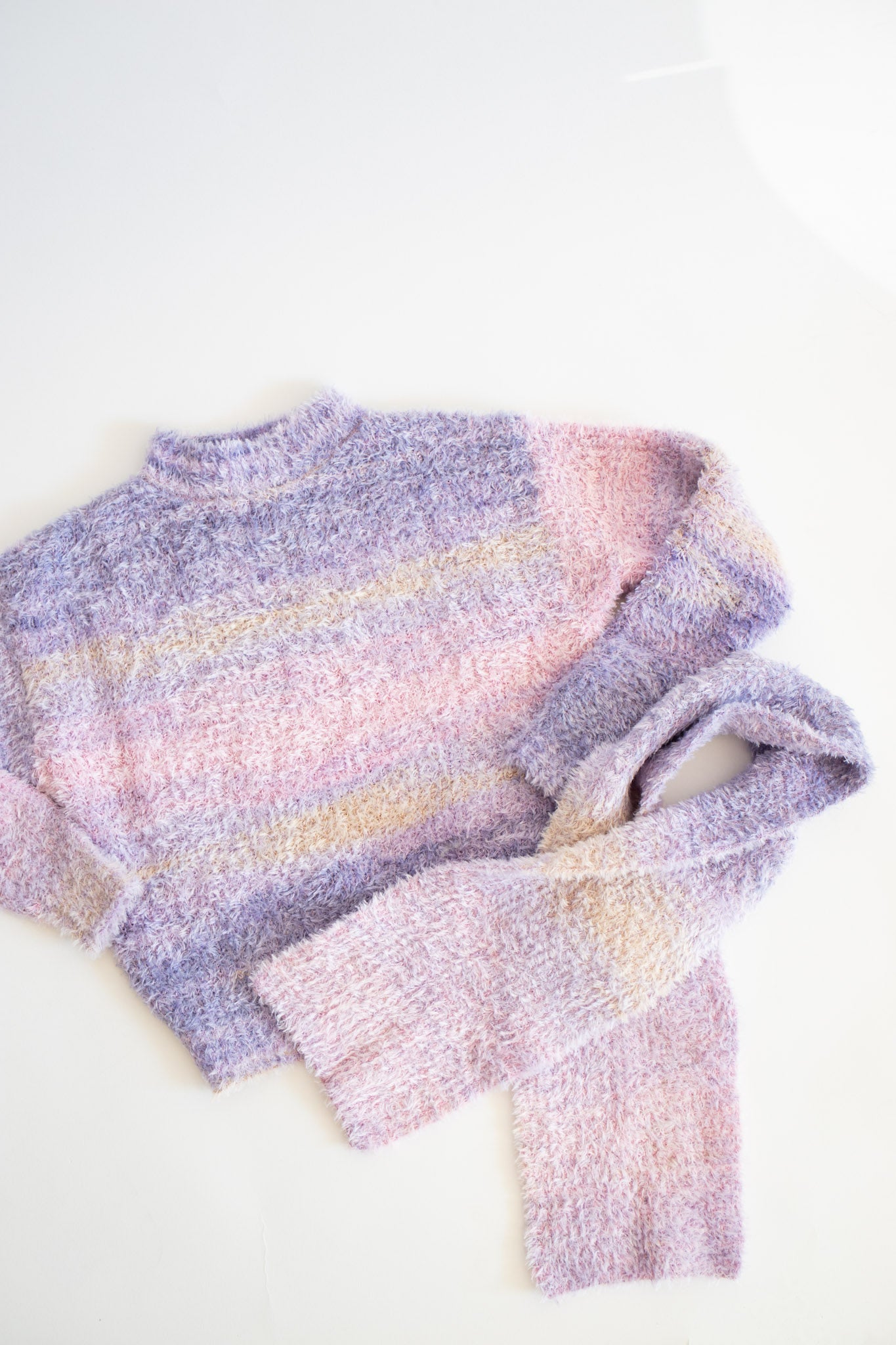 Fluffy Sweater + Scarf | Pink + Purple