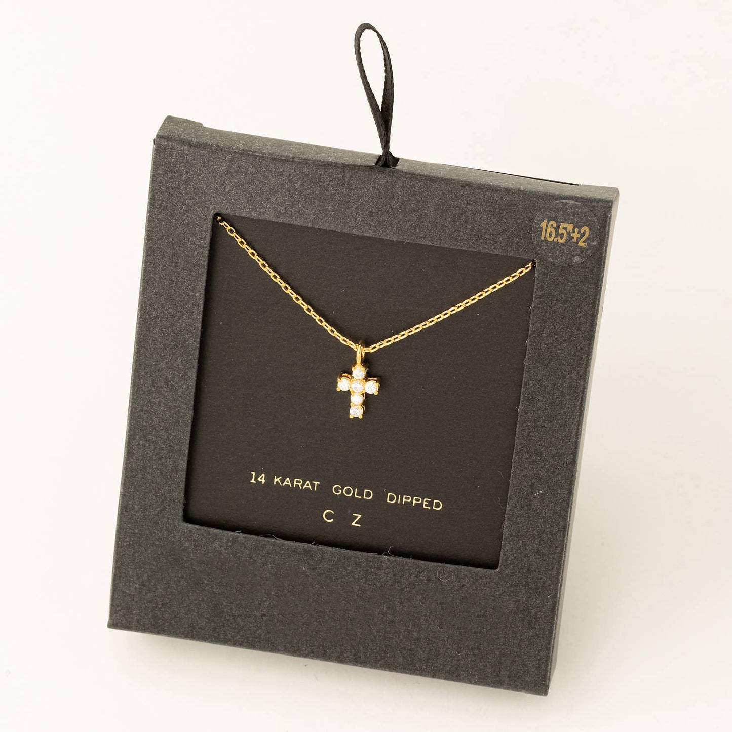 Secret Box Cz Mini Cross Charm Necklace