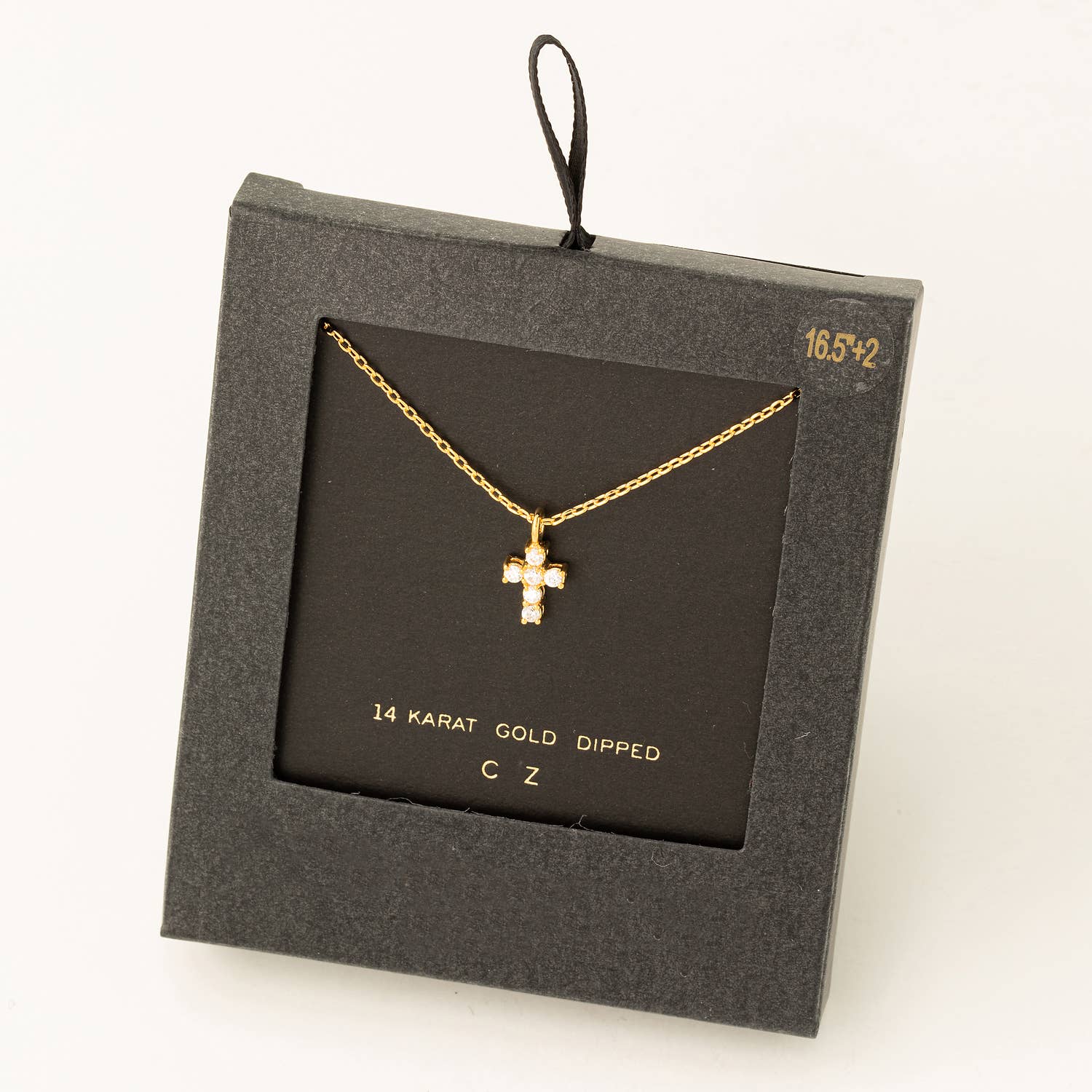 Secret Box Cz Mini Cross Charm Necklace