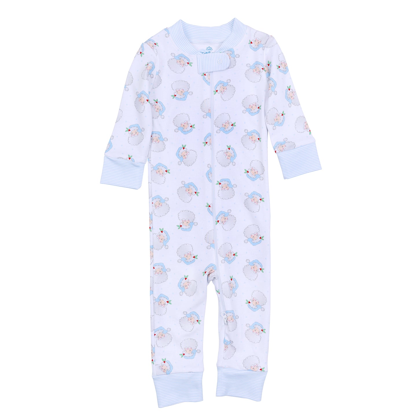 Santa Baby Zipper Pajama | Light Blue
