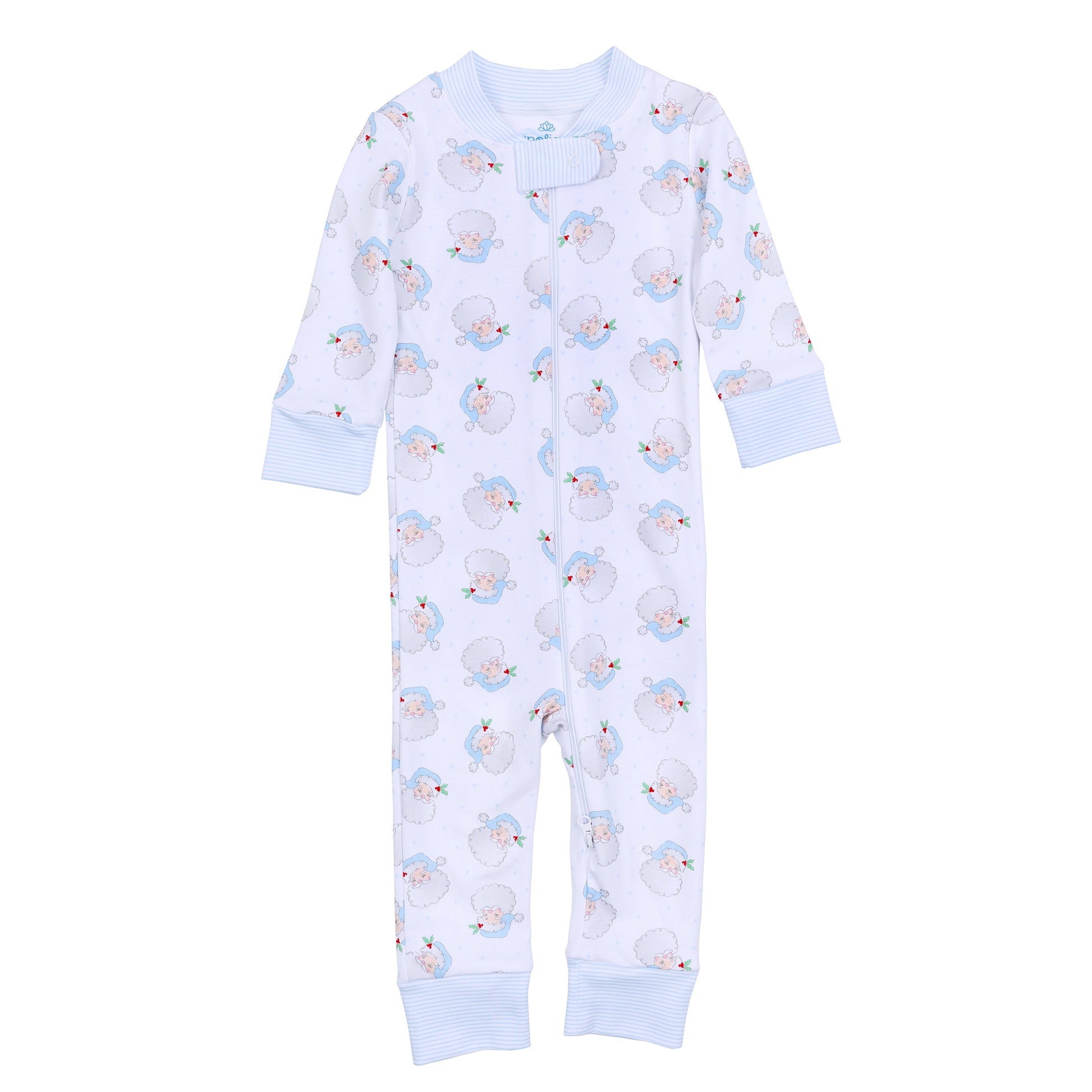 Santa Baby Zipper Pajama | Light Blue