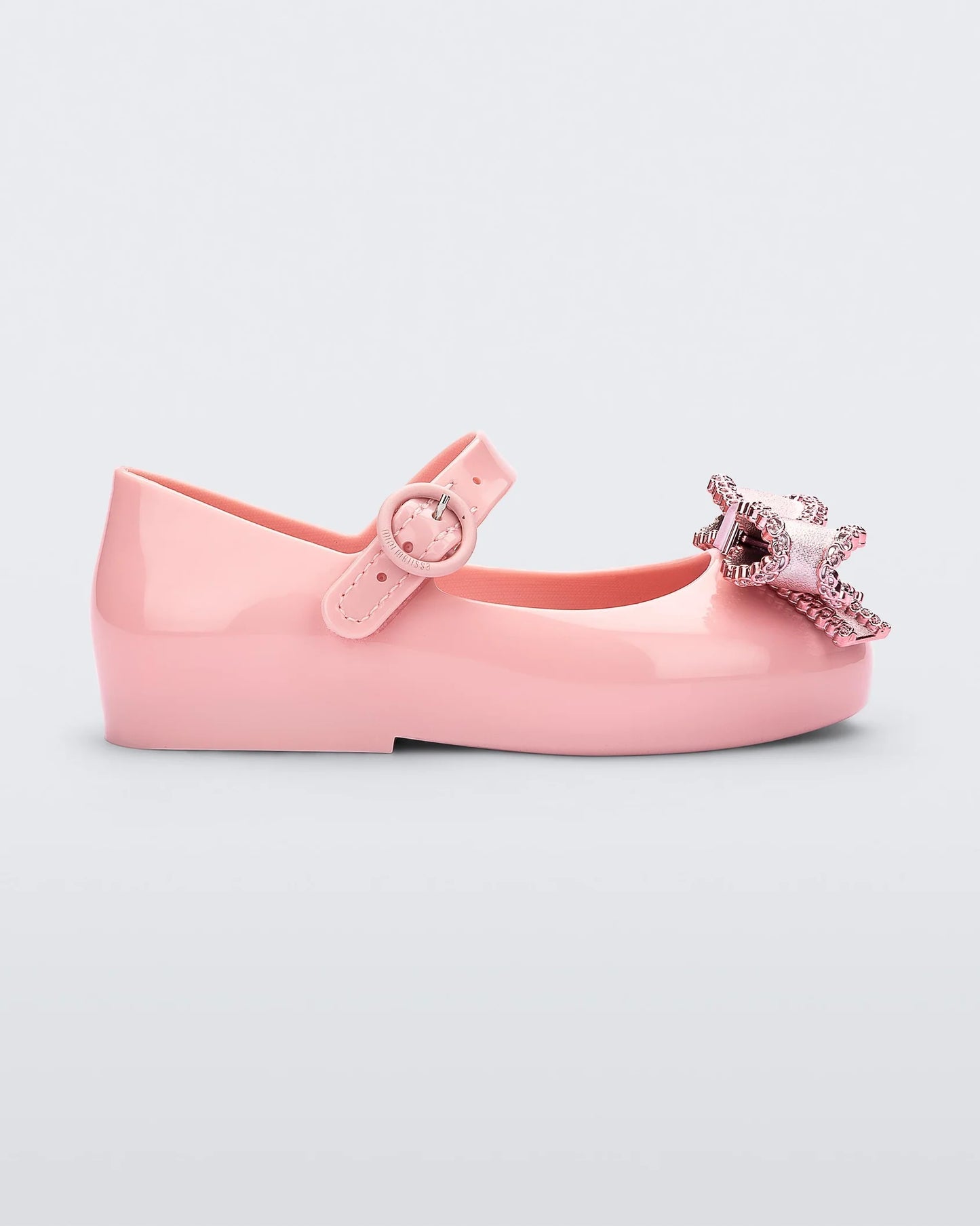 Sweet Love Ballet Flat With Bow Applique | Pink/Metallic Pink