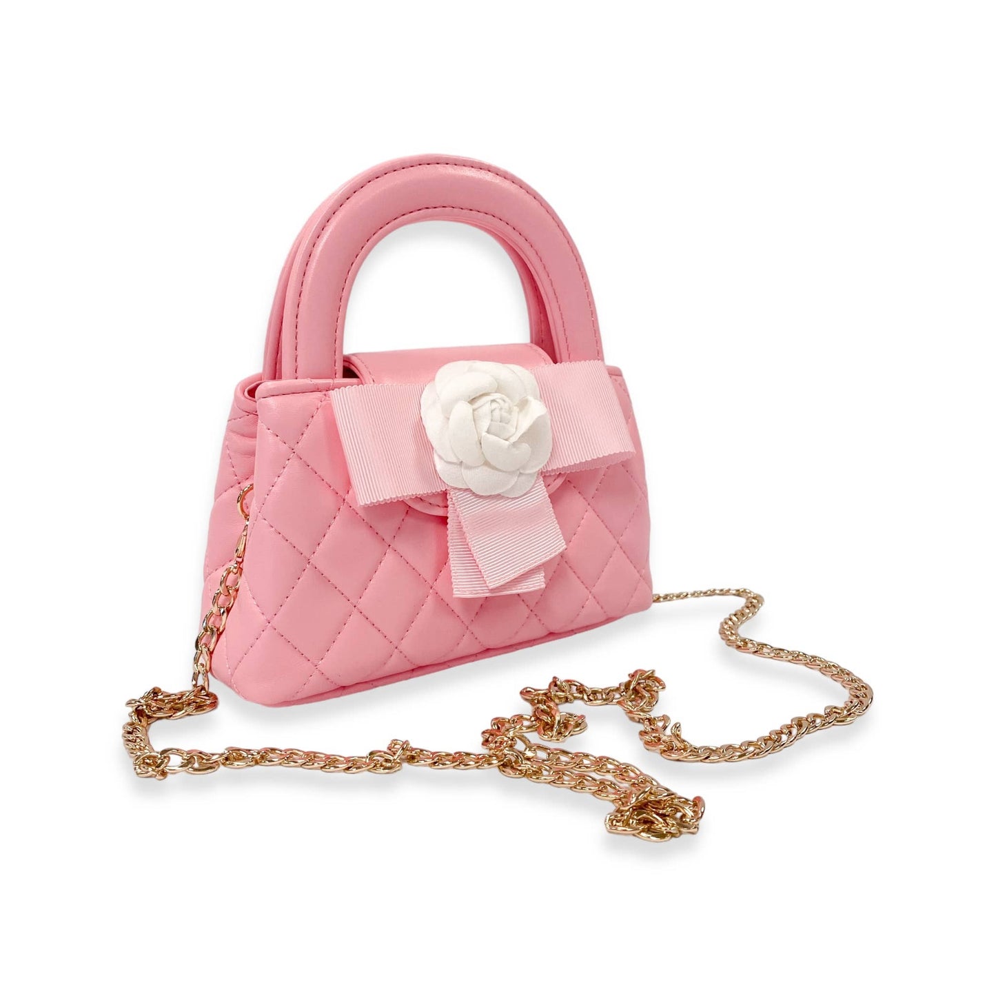 Floral Applique Quilted Bag | Pink