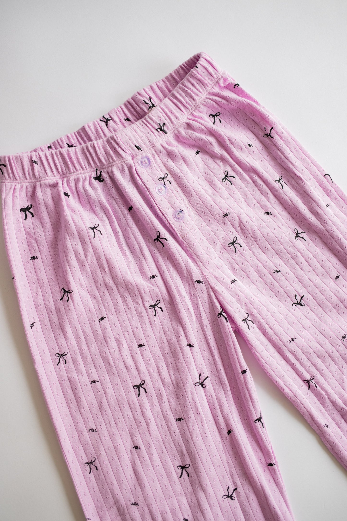 Pointelle Pant | Pink Rosebuds + Bows