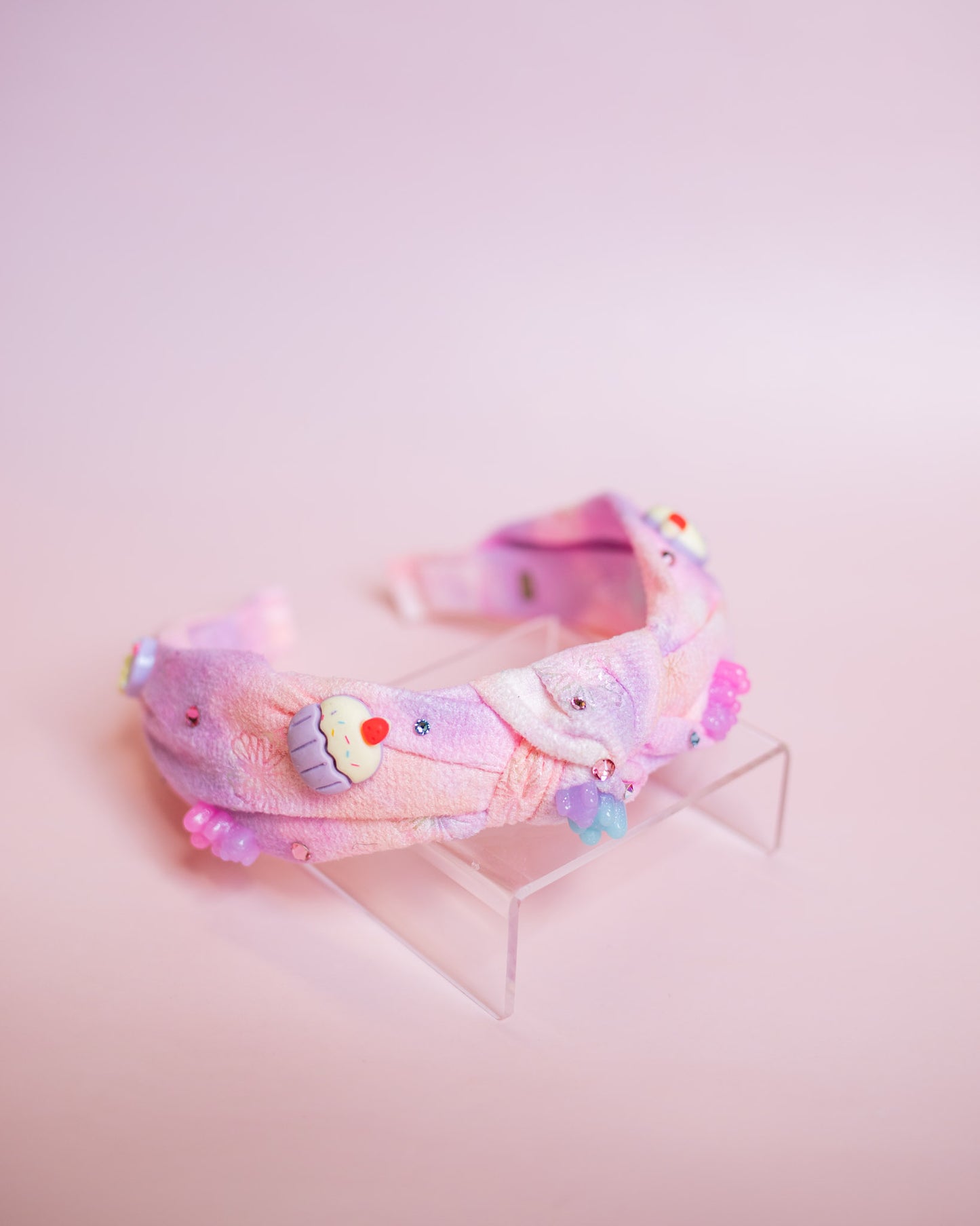 So Sweet Charm Knot Headband | Pink Tie Dye