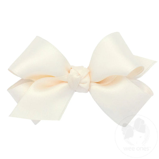 Mini French Satin Hair Bow | Ecru