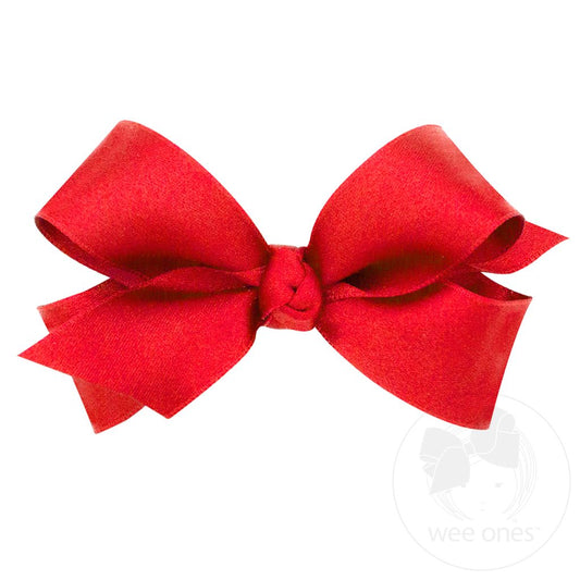 Mini French Satin Hair Bow | Ruby