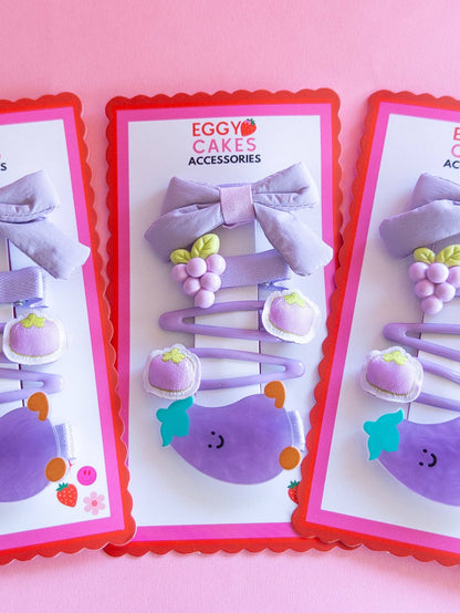 Eggplant Puffy Bow Set