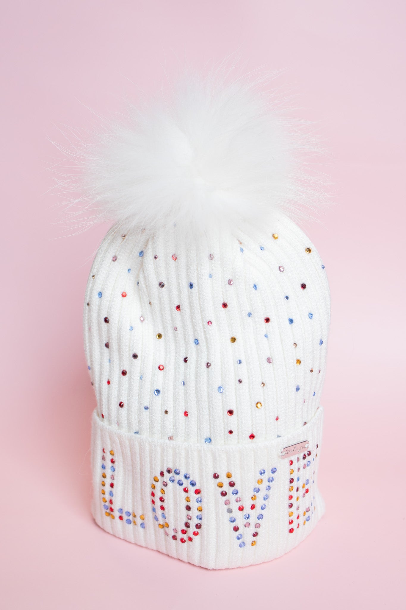 Love Crystal Beanie | White