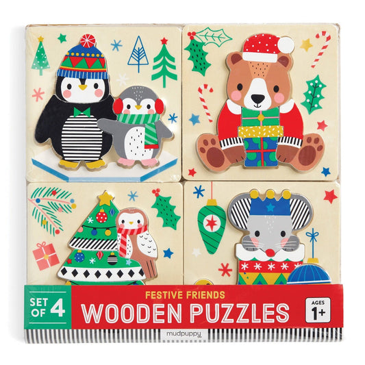 Festive Friends Set of 4 Wood Puzzles