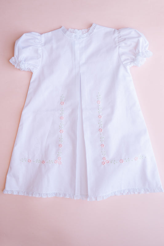 Satin Flower Embroidered Daygown | Pink & Green