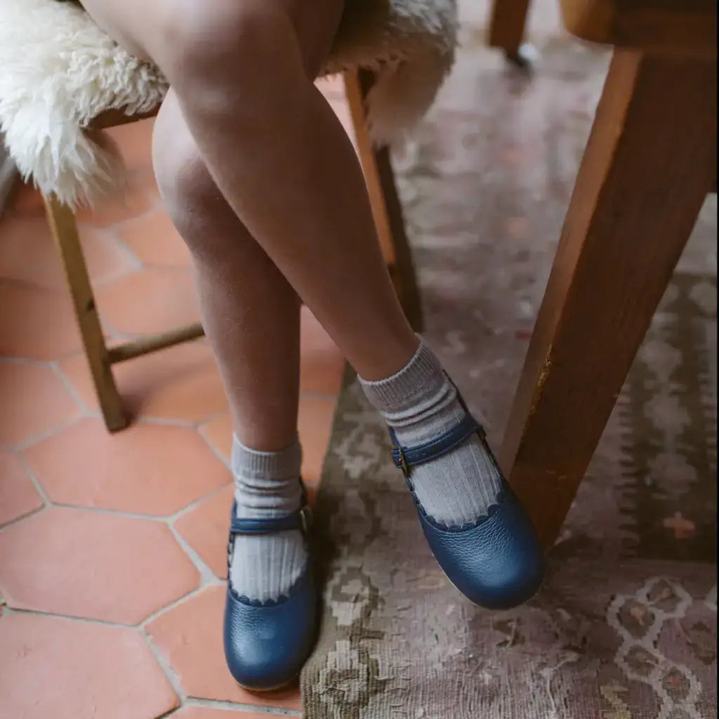 Scalloped Mary Jane | Navy