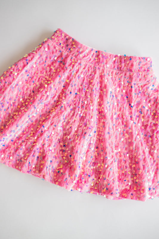 Velvet Sequin Skirt | Pink