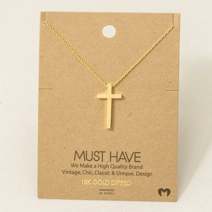 Gold Dipped Cross Pendant Necklace
