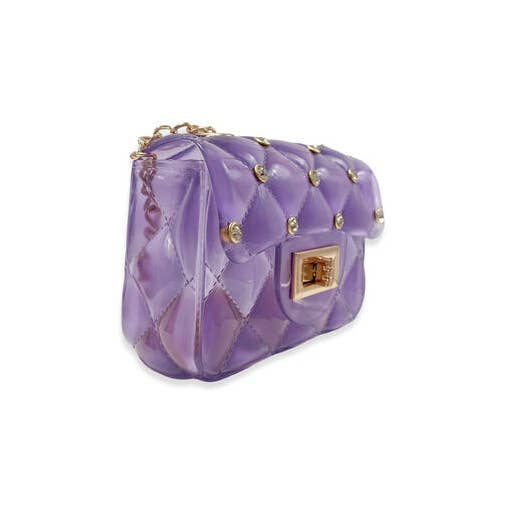 Rhinestone Stud Quilted Jelly Purse | Pink