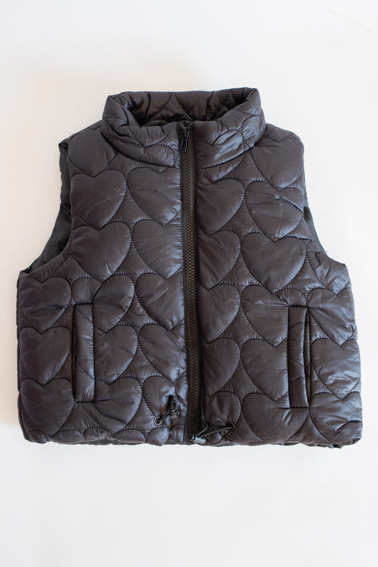 Heart Stitch Puffer Vest | Black