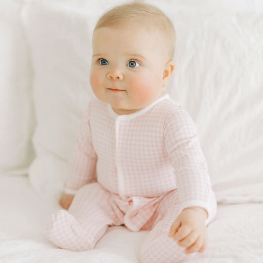 Mini Checks Footie | Pink