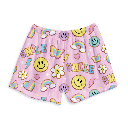 Patch Print Plush Shorts