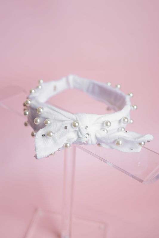 Pearl Tie Knot Headband | White