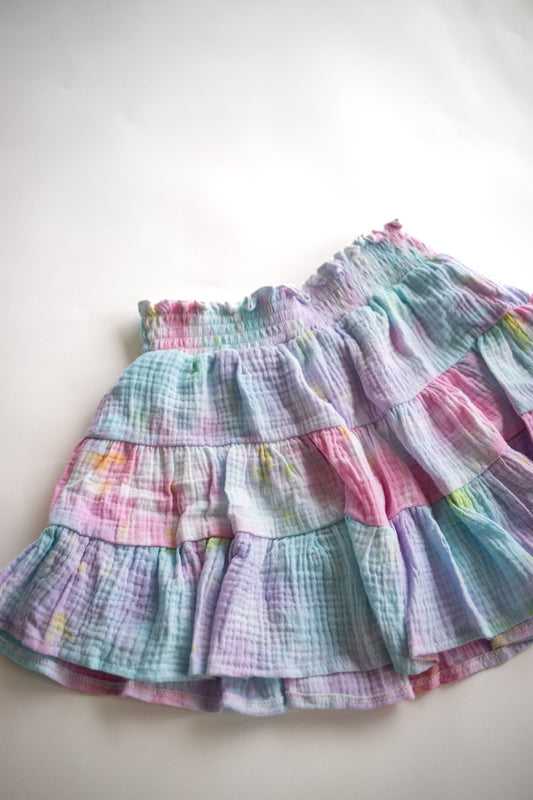 Pastel Tie Dye Tiered Skirt