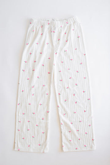 Pointelle Pant | Off White Rose Bud