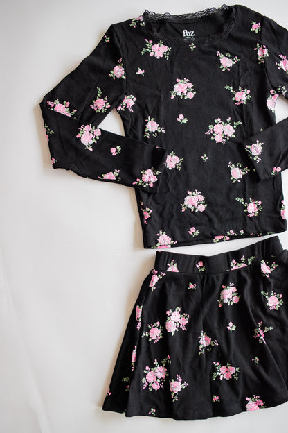 Ribbed Long Sleeve | Black Rose Bouquet