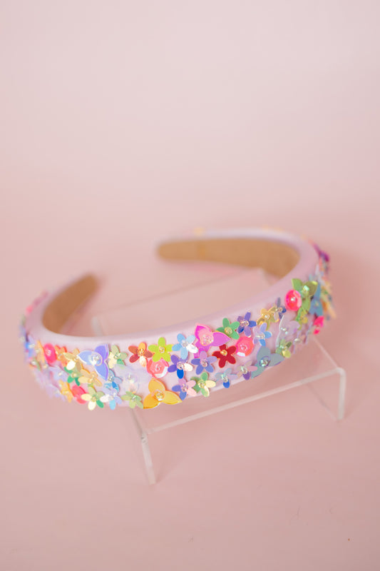 Flower Sequin Headband | Pink