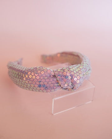 Daisy Sequin Knot Headband | Purple