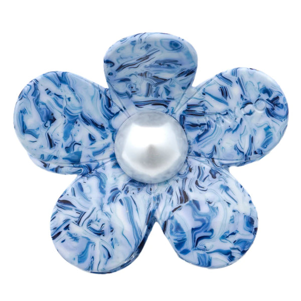 Gigi Pearl Center Hair Clip | Blue Marble