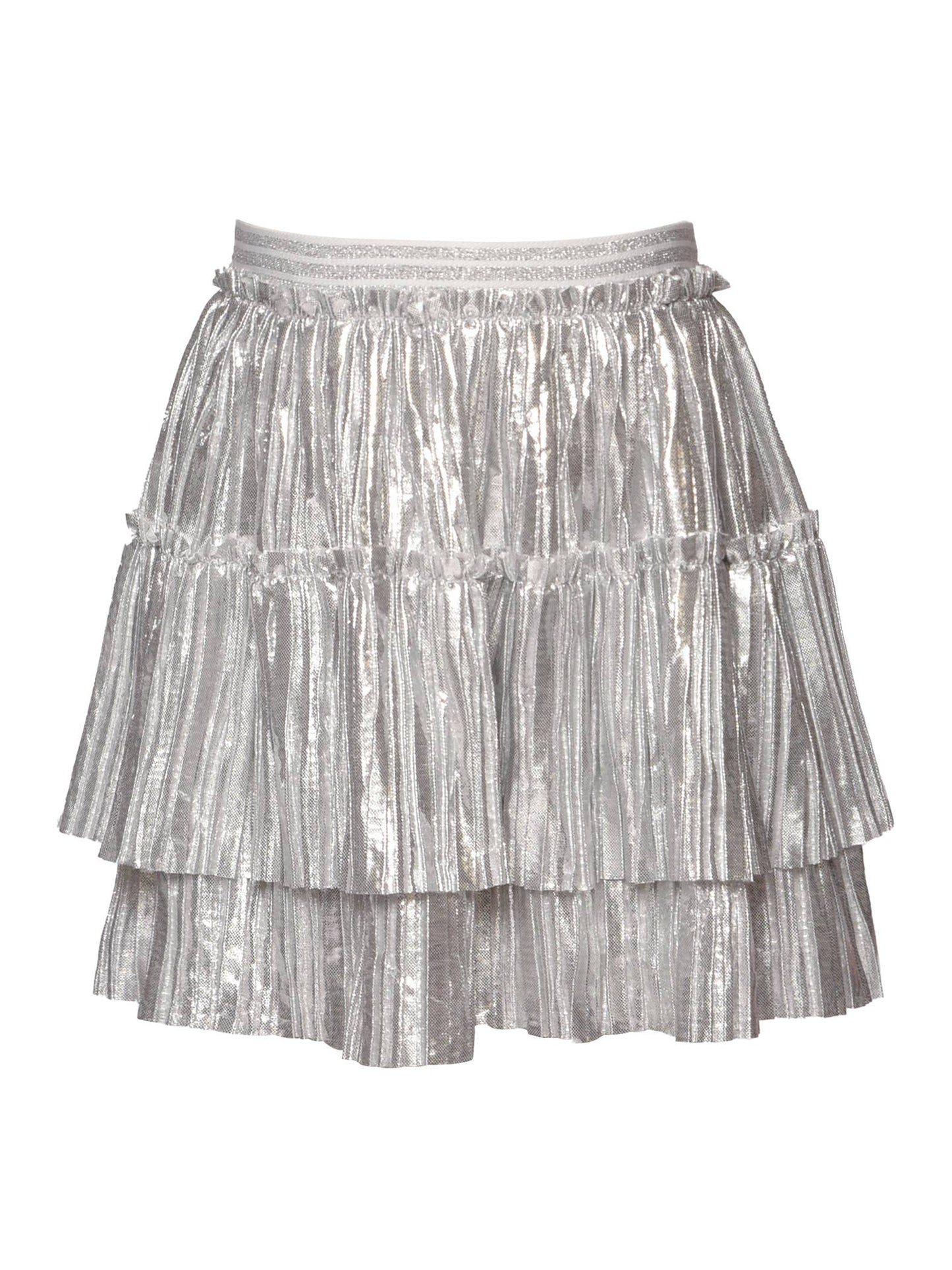 Tiered Pleated Skirt | Silver