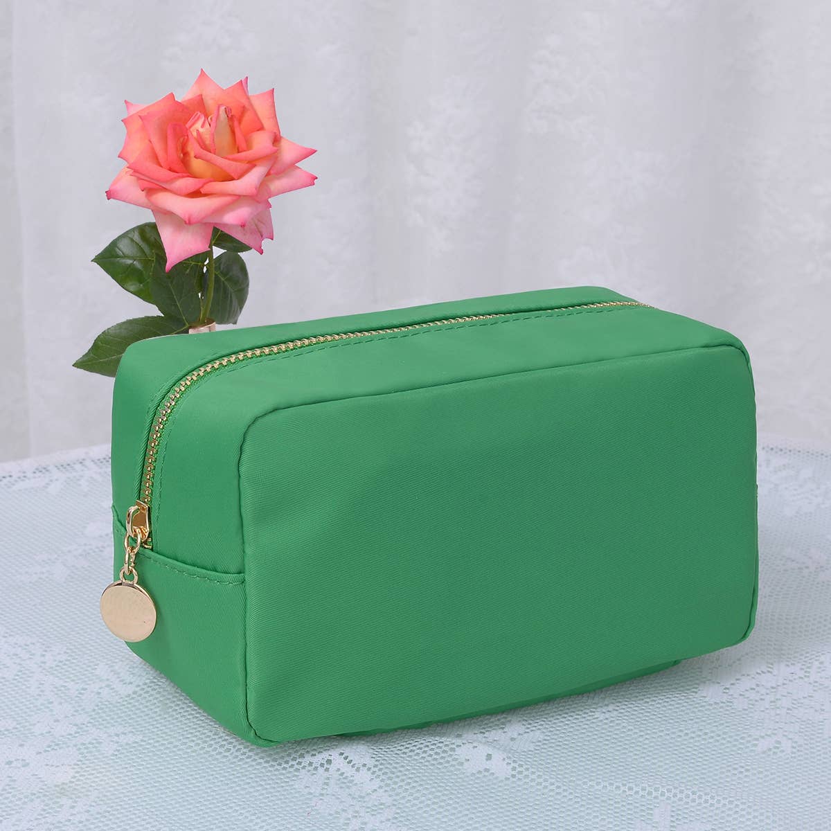 Round Zippered Nylon Pouch Bag (includes 2 complimentary patches)