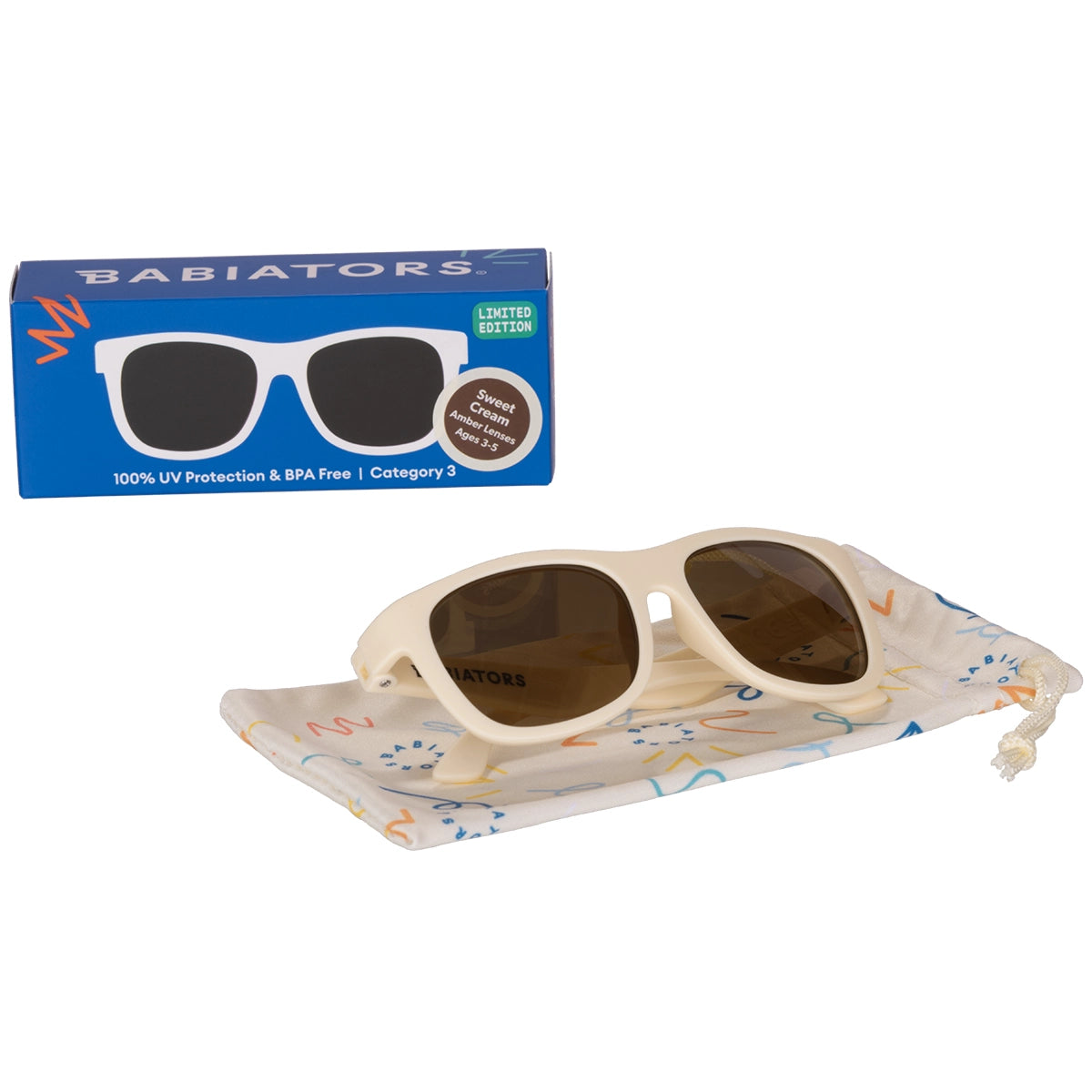 Navigator Sunglasses | Sweet Cream with Amber Lens