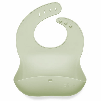 Silicone Baby Bib Roll Up & Stay Closed | Light Sage