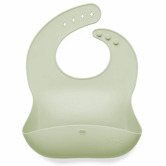 Silicone Baby Bib Roll Up & Stay Closed | Light Sage