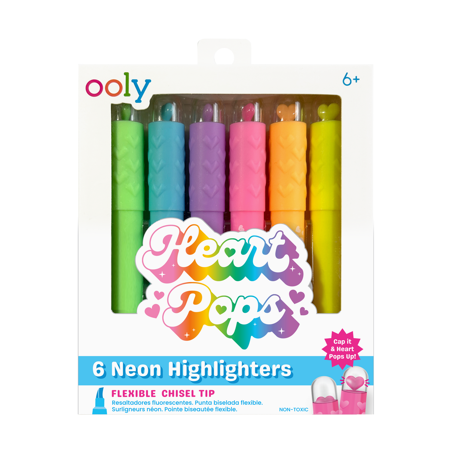 Heart Pops: Neon Highlighters (Set of 6)